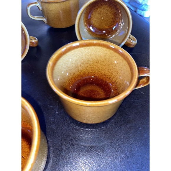 5 Piece Set Lot Vintage 1970s Taylor Smith Honey Gold Coffee Mugs Retro Diner - Picture 3 of 7